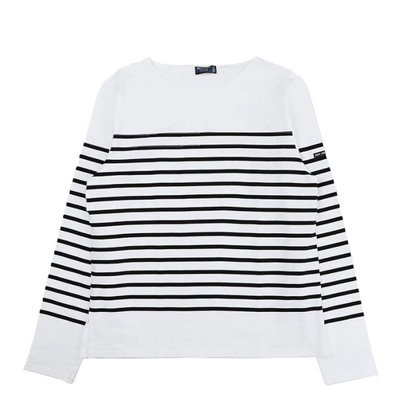 セントジェームズ SAINT JAMES NAVAL ロングTシャツ ロンT 長袖 ボーダー NAVAL-2691-NEIGE-NOIR-M レディース メンズ ホワイト ブラック ロングTシャツ